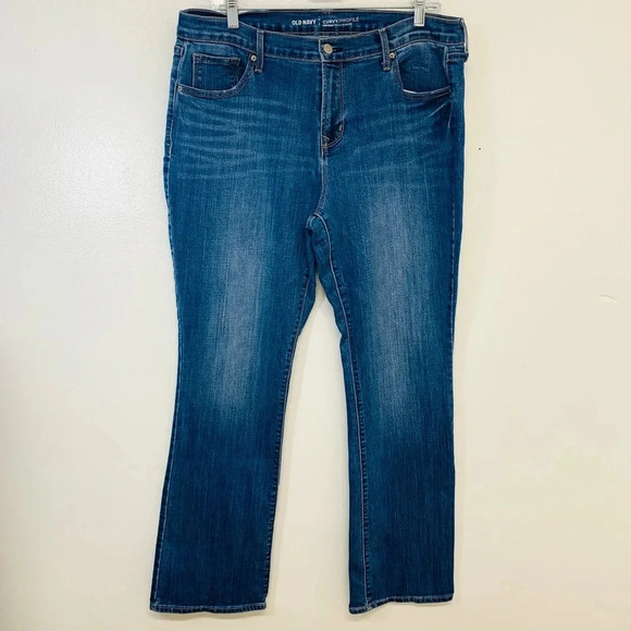 Old Navy Jeans Woman 14 Curvy Profile Blue Straight Mid Rise Casual Work Western - Picture 1 of 12
